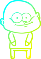 cold gradient line drawing of a cartoon bald man staring png
