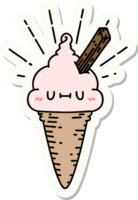 sticker of a tattoo style ice cream character png