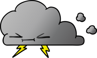 tiré pente dessin animé de une grincheux éclairage nuage png