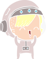 flat color style cartoon laughing astronaut girl png