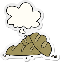 cartoon loaves of bread with thought bubble as a printed sticker png