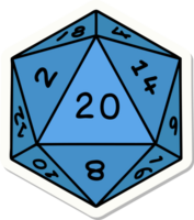 sticker of a natural 20 D20 dice roll png