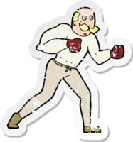 retro noodlijdende sticker van een cartoon retro bokser man png