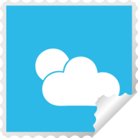 square peeling sticker cartoon of a sunshine and cloud png