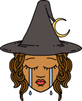 Retro Tattoo Style crying human witch character png