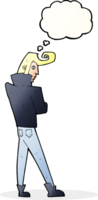 cartoon cool guy with thought bubble png