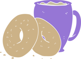 flat color style cartoon coffee and donuts png