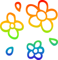 rainbow gradient line drawing of a cartoon decorative flowers png