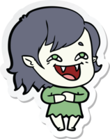 sticker of a cartoon laughing vampire girl png