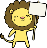 cartone animato Leone con protesta cartello png