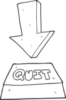 drawn black and white cartoon quit button png