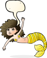 cartoon pretty mermaid with speech bubble png