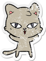 pegatina angustiada de un gato de dibujos animados png