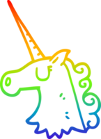 rainbow gradient line drawing of a cartoon pretty unicorn png