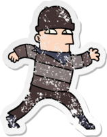 distressed sticker of a cartoon thief png