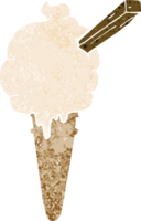 dibujos animados hielo crema con habla burbuja en grunge afligido retro texturizado estilo png