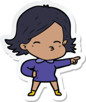 sticker of a cartoon woman pointing png
