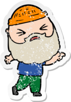 distressed sticker of a cartoon man with beard png