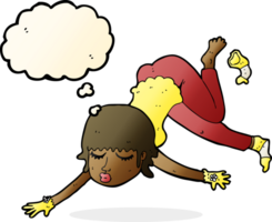 cartoon woman floating with thought bubble png