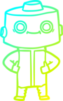 frío degradado línea dibujo de un dibujos animados robot png