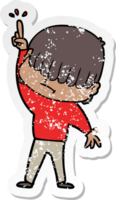 distressed sticker of a cartoon boy with untidy hair png