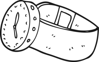 drawn black and white cartoon wrist watch png