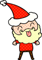 man with beard sticking out tongue wearing santa hat png