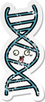 verontruste sticker van een schattige cartoon-dna-streng png