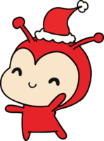 hand- getrokken Kerstmis tekenfilm van kawaii dame kever png