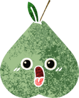 retro illustration style cartoon of a green pear png