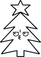 line drawing cartoon of a christmas tree png