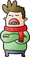 cartoon obnoxious man in winter clothes png