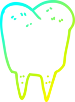 frio gradiente linha desenhando do uma desenho animado dente png