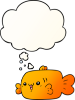 cartoon fish with thought bubble in smooth gradient style png