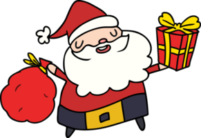 hand drawn christmas cartoon of kawaii santa png