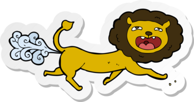 pegatina de un león tirando pedos de dibujos animados png