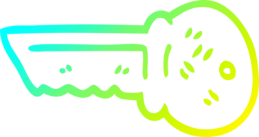 cold gradient line drawing of a cartoon gold key png