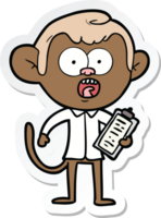 sticker of a cartoon shocked monkey png