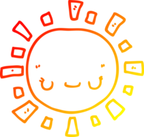 warm gradient line drawing of a cartoon sun png