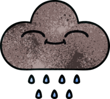 retro grunge texture cartoon of a storm rain cloud png