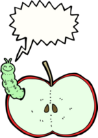 cartoon bug eating apple with speech bubble png