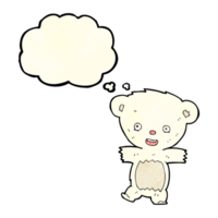 cartoon teddy polar bear cub with thought bubble png