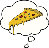 cartoon pizza slice with thought bubble png