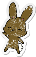 distressed sticker of a curious bunny cartoon png