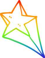 rainbow gradient line drawing of a cartoon shooting star png