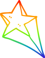 rainbow gradient line drawing of a cartoon shooting star png