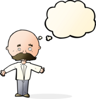 cartoon man with mustache with thought bubble png