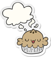 cute cartoon pie with thought bubble as a printed sticker png