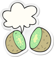 cartoon kiwi with speech bubble sticker png