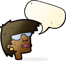 cartoon female face with glasses with speech bubble png